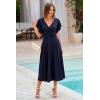 imagePRETTYGARDEN Summer Midi Dress 2026 Spring Ruffle Sleeve V Neck Cocktail Wedding Guest A Line Fit and Flared DressesNavy