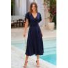 imagePRETTYGARDEN Summer Midi Dress 2026 Spring Ruffle Sleeve V Neck Cocktail Wedding Guest A Line Fit and Flared DressesNavy