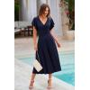 imagePRETTYGARDEN Summer Midi Dress 2026 Spring Ruffle Sleeve V Neck Cocktail Wedding Guest A Line Fit and Flared DressesNavy