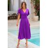imagePRETTYGARDEN Summer Midi Dress 2026 Spring Ruffle Sleeve V Neck Cocktail Wedding Guest A Line Fit and Flared DressesPurple
