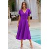imagePRETTYGARDEN Summer Midi Dress 2026 Spring Ruffle Sleeve V Neck Cocktail Wedding Guest A Line Fit and Flared DressesPurple