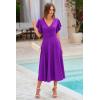 imagePRETTYGARDEN Summer Midi Dress 2026 Spring Ruffle Sleeve V Neck Cocktail Wedding Guest A Line Fit and Flared DressesPurple