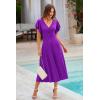 imagePRETTYGARDEN Summer Midi Dress 2026 Spring Ruffle Sleeve V Neck Cocktail Wedding Guest A Line Fit and Flared DressesPurple