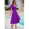 imagePRETTYGARDEN Summer Midi Dress 2026 Spring Ruffle Sleeve V Neck Cocktail Wedding Guest A Line Fit and Flared DressesPurple