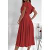 imagePRETTYGARDEN Summer Midi Dress 2026 Spring Ruffle Sleeve V Neck Cocktail Wedding Guest A Line Fit and Flared DressesRed