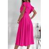 imagePRETTYGARDEN Summer Midi Dress 2026 Spring Ruffle Sleeve V Neck Cocktail Wedding Guest A Line Fit and Flared DressesRose Red
