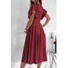 imagePRETTYGARDEN Summer Midi Dress 2026 Spring Ruffle Sleeve V Neck Cocktail Wedding Guest A Line Fit and Flared DressesWine Red