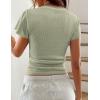imagePRETTYGARDEN Summer Tops for Women 2026 Short Sleeve Lace Trim Slim Fitted Henley Tee Shirts Y2K Fashion ClothingSage Green