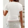 imagePRETTYGARDEN Summer Tops for Women 2026 Short Sleeve Lace Trim Slim Fitted Henley Tee Shirts Y2K Fashion ClothingWhite