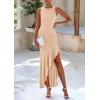 imagePRETTYGARDEN Wedding Guest Dresses for Women 2026 Summer Formal Gala Maxi Dress Ruffle Mermaid Cocktail Long DressesApricot