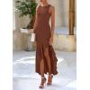 imagePRETTYGARDEN Wedding Guest Dresses for Women 2026 Summer Formal Gala Maxi Dress Ruffle Mermaid Cocktail Long DressesCoffee