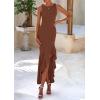 imagePRETTYGARDEN Wedding Guest Dresses for Women 2026 Summer Formal Gala Maxi Dress Ruffle Mermaid Cocktail Long DressesCoffee