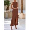 imagePRETTYGARDEN Wedding Guest Dresses for Women 2026 Summer Formal Gala Maxi Dress Ruffle Mermaid Cocktail Long DressesCoffee