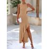 imagePRETTYGARDEN Wedding Guest Dresses for Women 2026 Summer Formal Gala Maxi Dress Ruffle Mermaid Cocktail Long DressesKhaki
