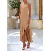 imagePRETTYGARDEN Wedding Guest Dresses for Women 2026 Summer Formal Gala Maxi Dress Ruffle Mermaid Cocktail Long DressesKhaki