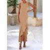 imagePRETTYGARDEN Wedding Guest Dresses for Women 2026 Summer Formal Gala Maxi Dress Ruffle Mermaid Cocktail Long DressesKhaki