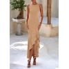 imagePRETTYGARDEN Wedding Guest Dresses for Women 2026 Summer Formal Gala Maxi Dress Ruffle Mermaid Cocktail Long DressesKhaki