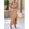 imagePRETTYGARDEN Wedding Guest Dresses for Women 2026 Summer Formal Gala Maxi Dress Ruffle Mermaid Cocktail Long DressesKhaki