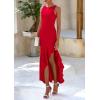 imagePRETTYGARDEN Wedding Guest Dresses for Women 2026 Summer Formal Gala Maxi Dress Ruffle Mermaid Cocktail Long DressesRed