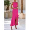 imagePRETTYGARDEN Wedding Guest Dresses for Women 2026 Summer Formal Gala Maxi Dress Ruffle Mermaid Cocktail Long DressesRose Red