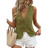 imagePRETTYGARDEN Women 2026 Summer Tie Front Eyelet Tank Tops Trendy Floral Vest Sleeveless V Neck Dressy Blouse Vacation OutfitsArmy Green
