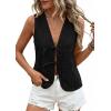 imagePRETTYGARDEN Women 2026 Summer Tie Front Eyelet Tank Tops Trendy Floral Vest Sleeveless V Neck Dressy Blouse Vacation OutfitsBlack