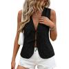 imagePRETTYGARDEN Women 2026 Summer Tie Front Eyelet Tank Tops Trendy Floral Vest Sleeveless V Neck Dressy Blouse Vacation OutfitsBlack
