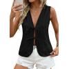 imagePRETTYGARDEN Women 2026 Summer Tie Front Eyelet Tank Tops Trendy Floral Vest Sleeveless V Neck Dressy Blouse Vacation OutfitsBlack