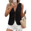 imagePRETTYGARDEN Women 2026 Summer Tie Front Eyelet Tank Tops Trendy Floral Vest Sleeveless V Neck Dressy Blouse Vacation OutfitsBlack