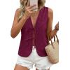 imagePRETTYGARDEN Women 2026 Summer Tie Front Eyelet Tank Tops Trendy Floral Vest Sleeveless V Neck Dressy Blouse Vacation OutfitsBurgundy