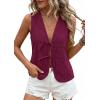imagePRETTYGARDEN Women 2026 Summer Tie Front Eyelet Tank Tops Trendy Floral Vest Sleeveless V Neck Dressy Blouse Vacation OutfitsBurgundy