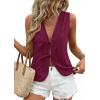 imagePRETTYGARDEN Women 2026 Summer Tie Front Eyelet Tank Tops Trendy Floral Vest Sleeveless V Neck Dressy Blouse Vacation OutfitsBurgundy