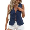 imagePRETTYGARDEN Women 2026 Summer Tie Front Eyelet Tank Tops Trendy Floral Vest Sleeveless V Neck Dressy Blouse Vacation OutfitsNavy Blue