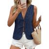 imagePRETTYGARDEN Women 2026 Summer Tie Front Eyelet Tank Tops Trendy Floral Vest Sleeveless V Neck Dressy Blouse Vacation OutfitsNavy Blue
