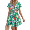 imagePRETTYGARDEN Women Summer Short Dress 2026 Casual V Neck Short Sleeve Tiered Bow Mini Sun Dresses Beach Vacation SundressFloral Green Orange