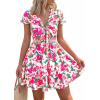 imagePRETTYGARDEN Women Summer Short Dress 2026 Casual V Neck Short Sleeve Tiered Bow Mini Sun Dresses Beach Vacation SundressFloral Green Pink