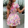 imagePRETTYGARDEN Women Summer Short Dress 2026 Casual V Neck Short Sleeve Tiered Bow Mini Sun Dresses Beach Vacation SundressFloral White