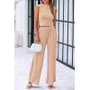 imagePRETTYGARDEN Womens 2 Piece Lounge Sets Ribbed Knit Tank Tops Wide Leg Pants Matching Outfits KhakiSmall