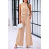 imagePRETTYGARDEN Womens 2 Piece Lounge Sets Ribbed Knit Tank Tops Wide Leg Pants Matching Outfits KhakiSmall