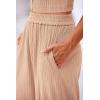 imagePRETTYGARDEN Womens 2 Piece Lounge Sets Ribbed Knit Tank Tops Wide Leg Pants Matching Outfits KhakiSmall