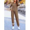 imagePRETTYGARDEN Womens 2 Piece Outfits Fall Fashion 2024 Striped 14 Zip Pullover Tops Long Sweatpants Tracksuit Sets Dark KhakiMedium
