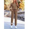 imagePRETTYGARDEN Womens 2 Piece Outfits Fall Fashion 2024 Striped 14 Zip Pullover Tops Long Sweatpants Tracksuit Sets Dark KhakiMedium
