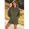 imagePRETTYGARDEN Womens 2024 Fall Fashion Clothes Hoodie Sweatshirt And Lounge Shorts Tracksuit Sets Outfits Army GreenLarge