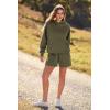 imagePRETTYGARDEN Womens 2024 Fall Fashion Clothes Hoodie Sweatshirt And Lounge Shorts Tracksuit Sets Outfits Army GreenLarge