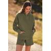 imagePRETTYGARDEN Womens 2024 Fall Fashion Clothes Hoodie Sweatshirt And Lounge Shorts Tracksuit Sets Outfits Army GreenLarge