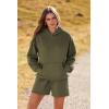 imagePRETTYGARDEN Womens 2024 Fall Fashion Clothes Hoodie Sweatshirt And Lounge Shorts Tracksuit Sets Outfits Army GreenLarge