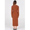 imagePRETTYGARDEN Womens 2024 Fall Maxi Dress Long Sleeve Deep V Neck Ruched Slit Casual Formal Elegant Party Cocktail Dresses Brick RedLarge