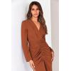 imagePRETTYGARDEN Womens 2024 Fall Maxi Dress Long Sleeve Deep V Neck Ruched Slit Casual Formal Elegant Party Cocktail Dresses Brick RedLarge