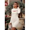 imagePRETTYGARDEN Womens 2024 Rib Knit Pullover Sweater Dress 2 Piece Cut Out Long Sleeve Slim Fit Bodycon Dresses Beige WhiteMedium