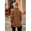 imagePRETTYGARDEN Womens 2024 Winter Jackets Lapel Coat Outerwear Casual Long Sleeve Button Down Blouse Shirts Tops Dark KhakiLarge